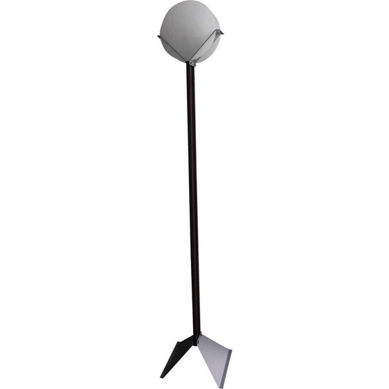 Image 1 of Vintage modernist black metal floor lamp "Lotus" by Michel Krechting for Profilight, The Netherlands 1982