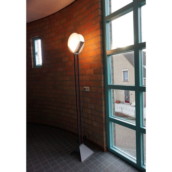 Image 1 of Vintage modernist black metal floor lamp "Lotus" by Michel Krechting for Profilight, The Netherlands 1982