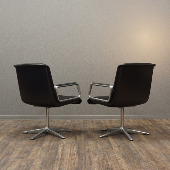 Image 1 of 2x WILKHAHN Delta 2000 swivel chair leather | Alu Chair