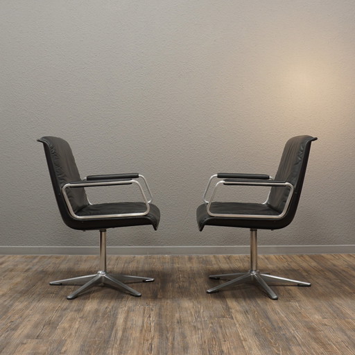 2x WILKHAHN Delta 2000 swivel chair leather | Alu Chair