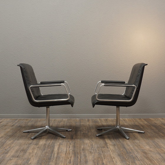 Image 1 of 2x WILKHAHN Delta 2000 swivel chair leather | Alu Chair