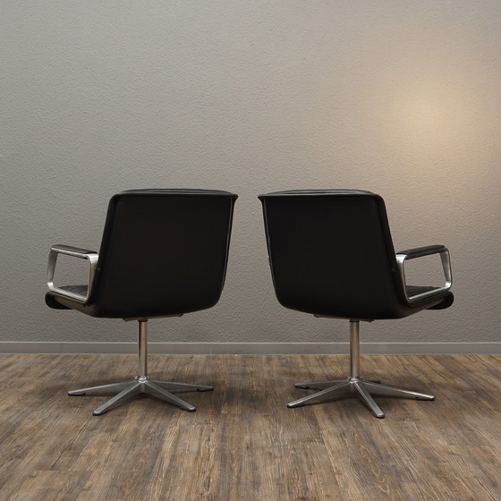 Image 1 of 2x WILKHAHN Delta 2000 swivel chair leather | Alu Chair