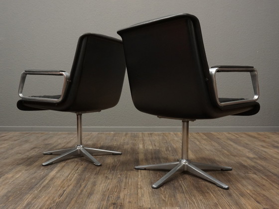 Image 1 of 2x WILKHAHN Delta 2000 swivel chair leather | Alu Chair