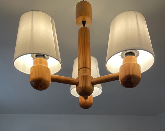 Image 1 of Scandinavian Solid Wood Chandelier 1970