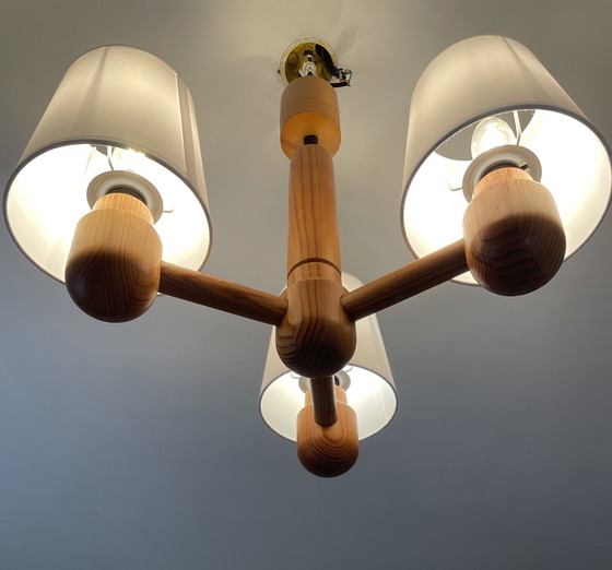 Image 1 of Scandinavian Solid Wood Chandelier 1970