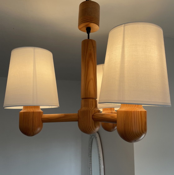 Image 1 of Scandinavian Solid Wood Chandelier 1970