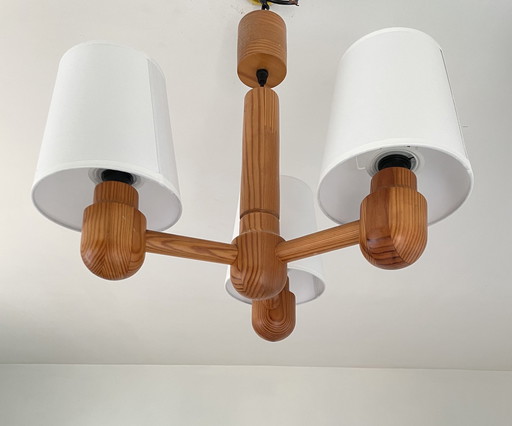 Scandinavian Solid Wood Chandelier 1970