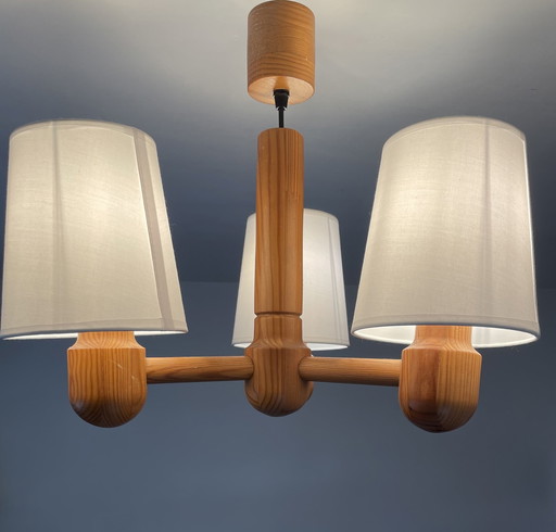 Scandinavian Solid Wood Chandelier 1970