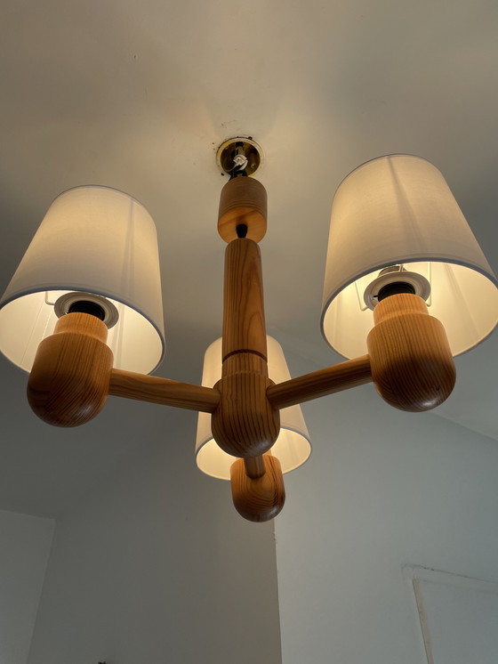 Image 1 of Scandinavian Solid Wood Chandelier 1970