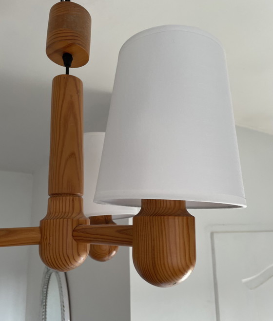 Image 1 of Scandinavian Solid Wood Chandelier 1970