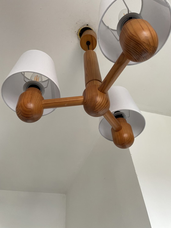 Image 1 of Scandinavian solid wood chandelier 1970