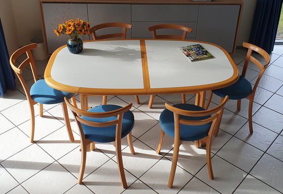 Image 1 of Danish Furniture Manufacturers J.L. Moller dining table + six chairs