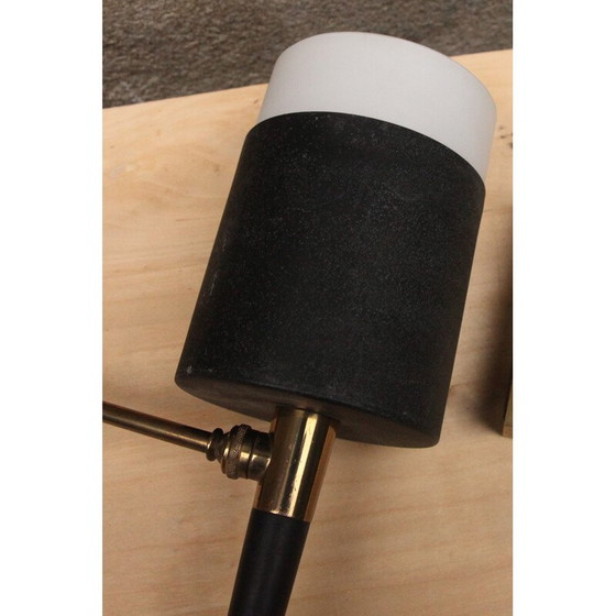 Image 1 of Pair of vintage wall lamp in lacquered and opaline metal