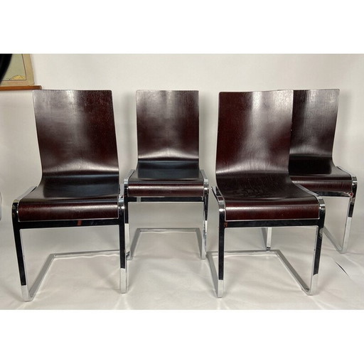 Set of 4 vintage chromed metal chairs