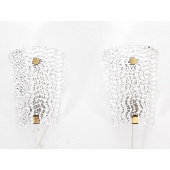 Image 1 of Pair of vintage scandinavian crystal wall lamps