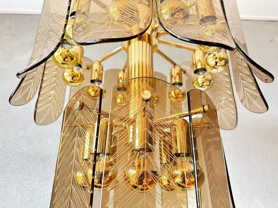 Image 1 of Vintage Smoked Leaves Ceiling Lamp