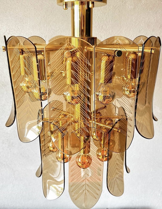 Image 1 of Vintage Smoked Leaves Ceiling Lamp