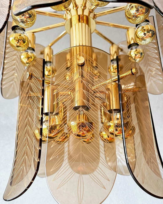 Image 1 of Vintage Smoked Leaves Ceiling Lamp