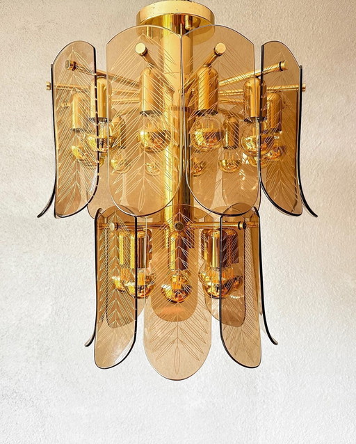 Vintage Smoked Leaves Ceiling Lamp
