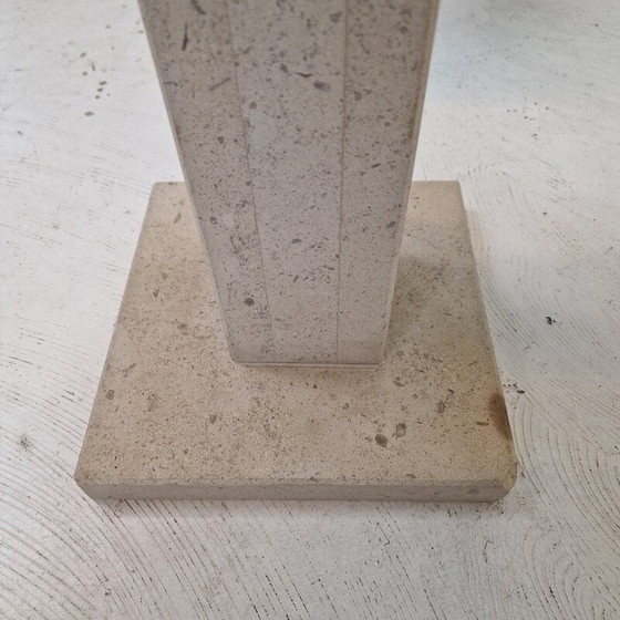Image 1 of Pair of vintage Italian travertine pedestals, 1980s
