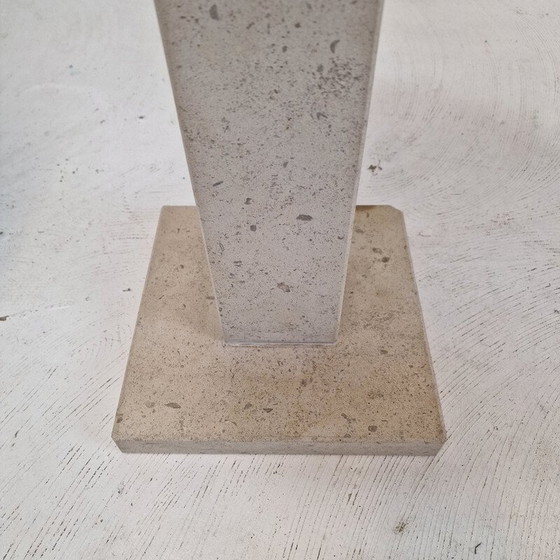 Image 1 of Pair of vintage Italian travertine pedestals, 1980s