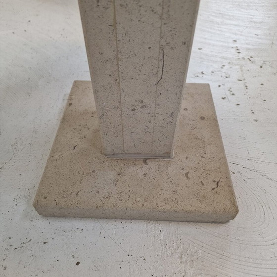 Image 1 of Pair of vintage Italian travertine pedestals, 1980s