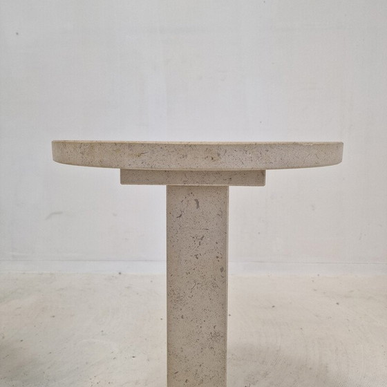 Image 1 of Pair of vintage Italian travertine pedestals, 1980s