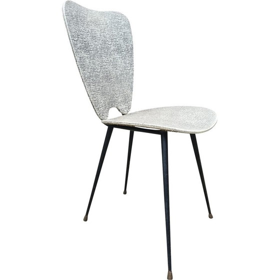 Image 1 of Set of 4 vintage steel and brass chairs by Jacques Hitier, 1960