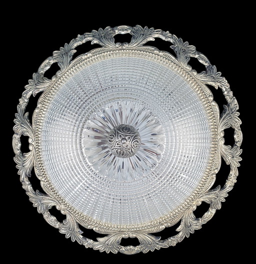 1921 Hollywood Regency Silver Ceiling Light