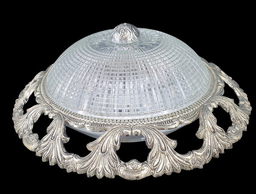 1921 Hollywood Regency Silver Ceiling Light