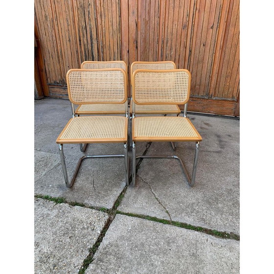 Image 1 of Set of 4 mid-century Italian B32 Cesca chairs by Marcel Breuer, 1970s