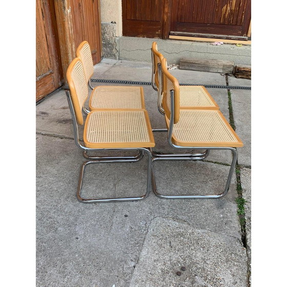 Image 1 of Set of 4 mid-century Italian B32 Cesca chairs by Marcel Breuer, 1970s