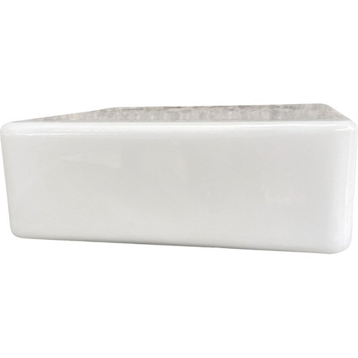 Lámpara de techo vintage cuadrada de cristal blanco para RZB Bamberg, Alemania, 1970