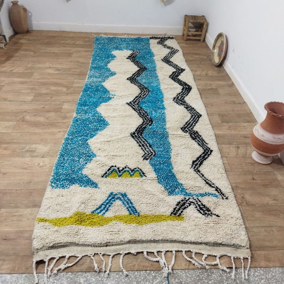 Image 1 of Tapis De Couloir Marocain Berbère En Laine Pure - Moroccan Berber Wool Hallway Rug