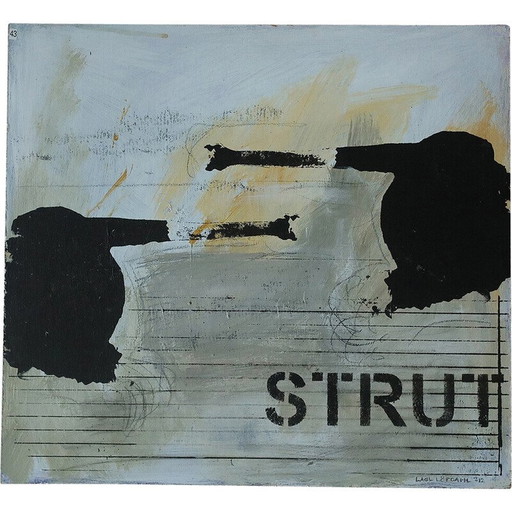 Óleo sobre tabla de Strut vintage de Lage Löfdahl, década de 1980
