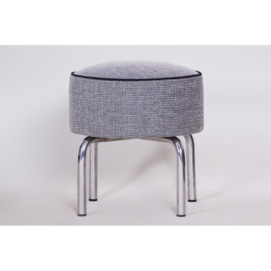 Image 1 of Vintage fabric and chrome footrest by Robert Slezak, 1930s