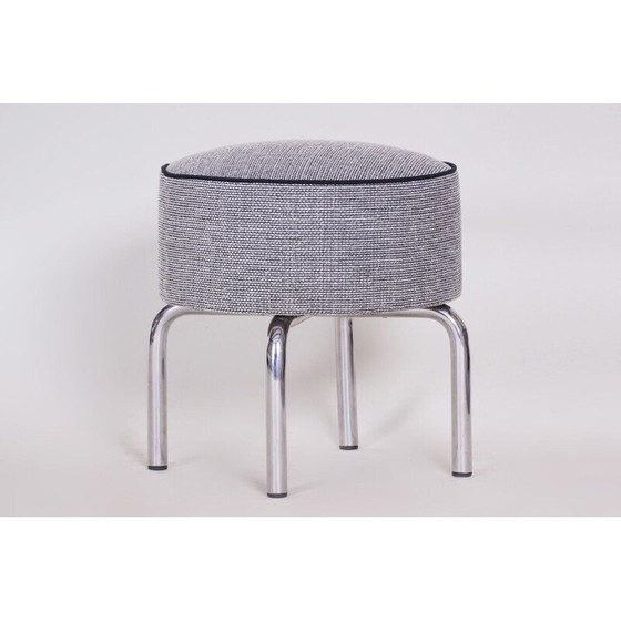 Image 1 of Vintage fabric and chrome footrest by Robert Slezak, 1930s