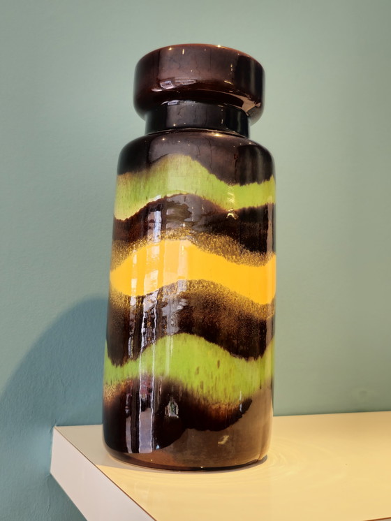 Image 1 of Vase Vintage Scheurich West Germany Vert Jaune Marron
