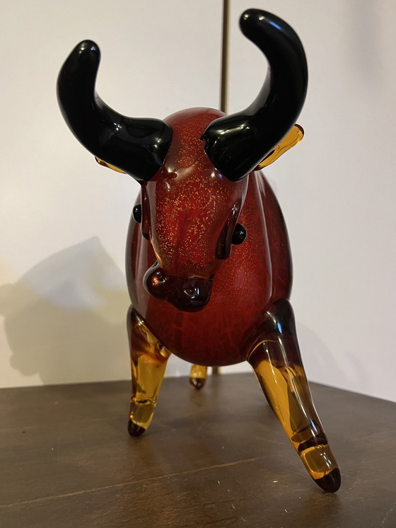 Image 1 of Art Design Glass Statue Red Bull