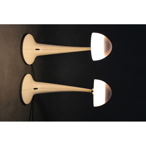 Pair of vintage Veneta Lumi table lamps model Virgola, Italy 1970s