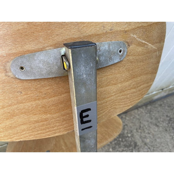 Image 1 of Vintage industrial swivel E chair in wood and metal, 1950