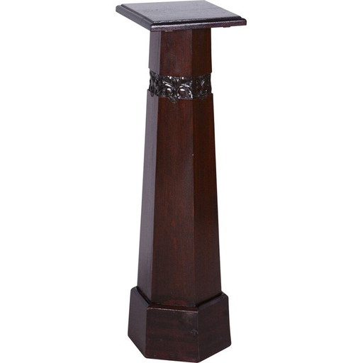Vintage Art Deco oak pedestal, Czechoslovakia 1920