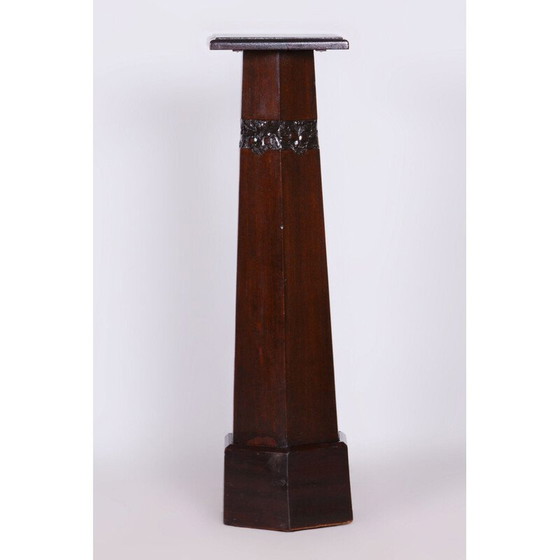 Image 1 of Vintage Art Deco oak pedestal, Czechoslovakia 1920