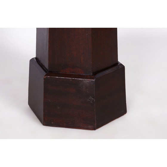 Image 1 of Vintage Art Deco oak pedestal, Czechoslovakia 1920