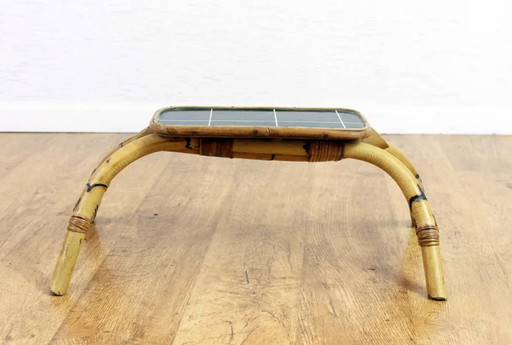 Porte-plante vintage en bambou et rotin