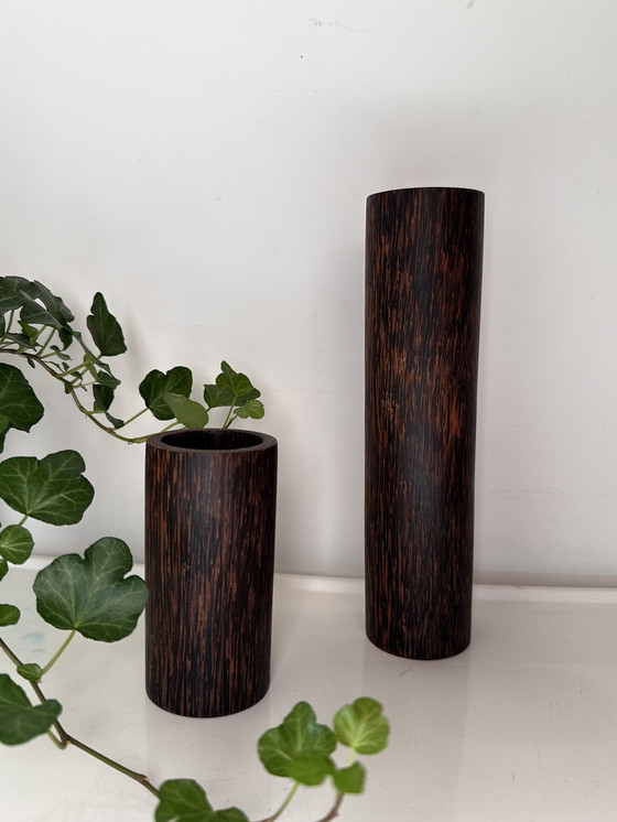 Image 1 of Midcentury Wooden Candlesticks