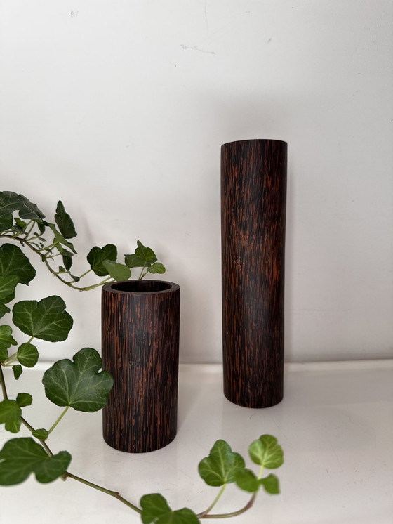 Image 1 of Midcentury Wooden Candlesticks