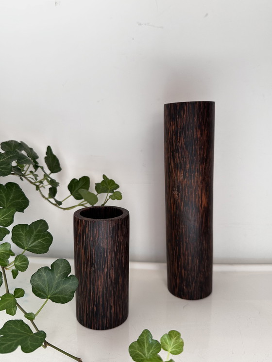 Image 1 of Midcentury Wooden Candlesticks