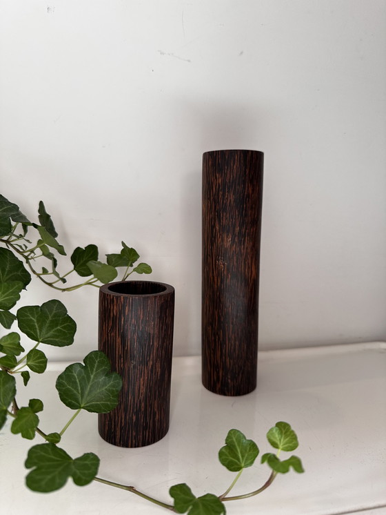 Image 1 of Midcentury Wooden Candlesticks