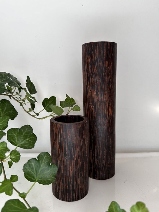 Midcentury Wooden Candlesticks